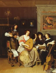 Innenraum mit einer Gruppe von Musikern
